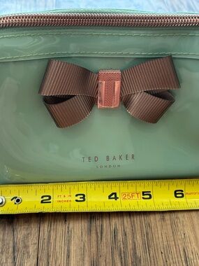 Ted Baker Mint Green Toiletry Bag with Brown Bow Accent